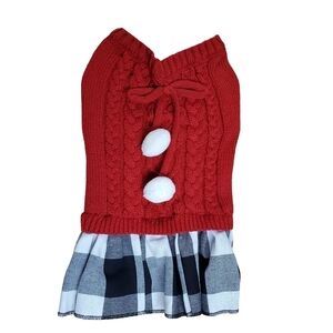 Dog Plaid Red Buffalo Check Sweater Dress M
